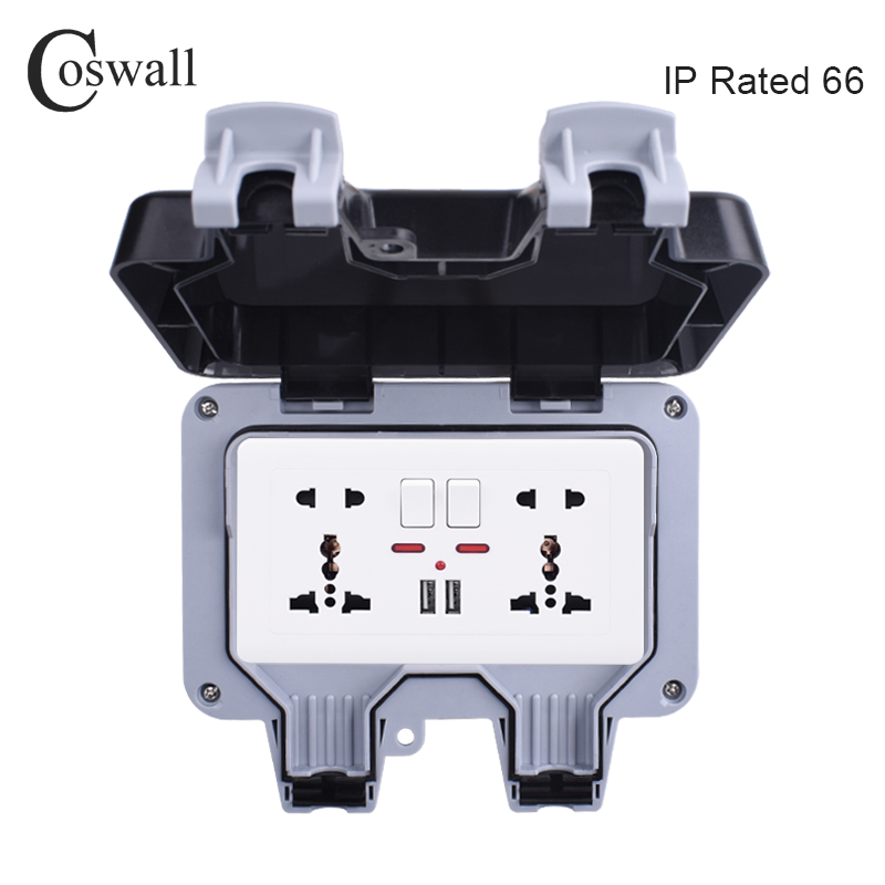 Outdoor Power Outlet Extension - Водонепроницаемая уличная розетка Coswall IP66, настенная