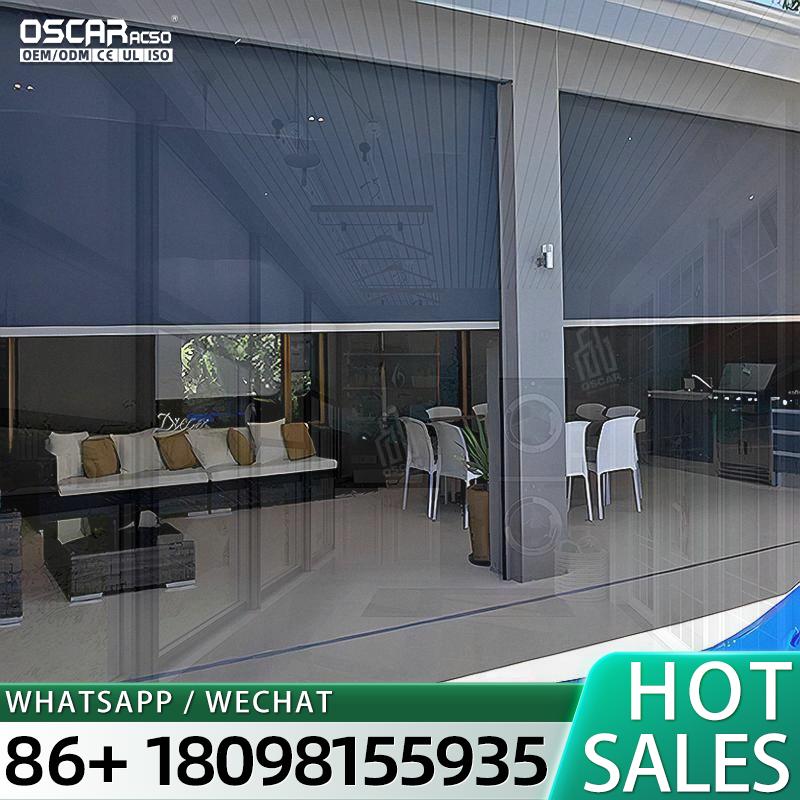 Outdoor Power Roller Shades - Современный электрический алюминиевый белый уличный навес
