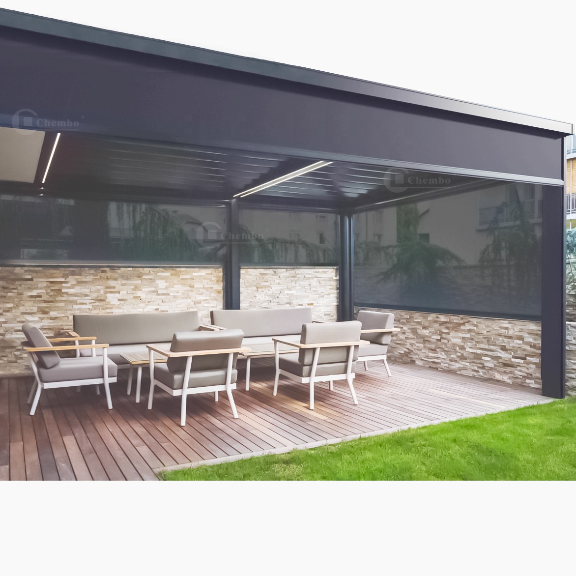 Outdoor Power Roller Shades - Водонепроницаемые уличные жалюзи с интеллектуальным управлением,