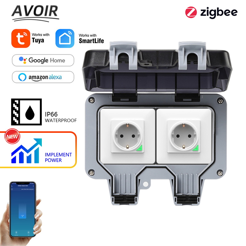 Outdoor Power Outlet Extension - Электрические розетки Zigbee IP66, водонепроницаемая уличная