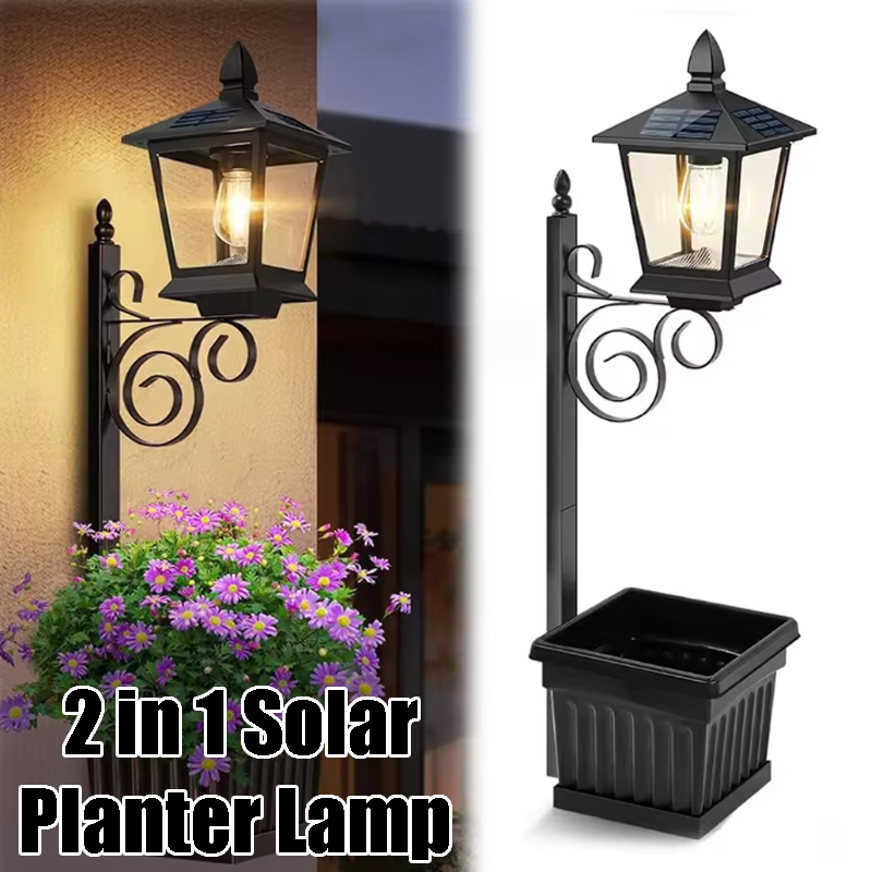 Outdoor Power Lights - Солнечный светильник-кашпо 2-в-1 с теплым белым