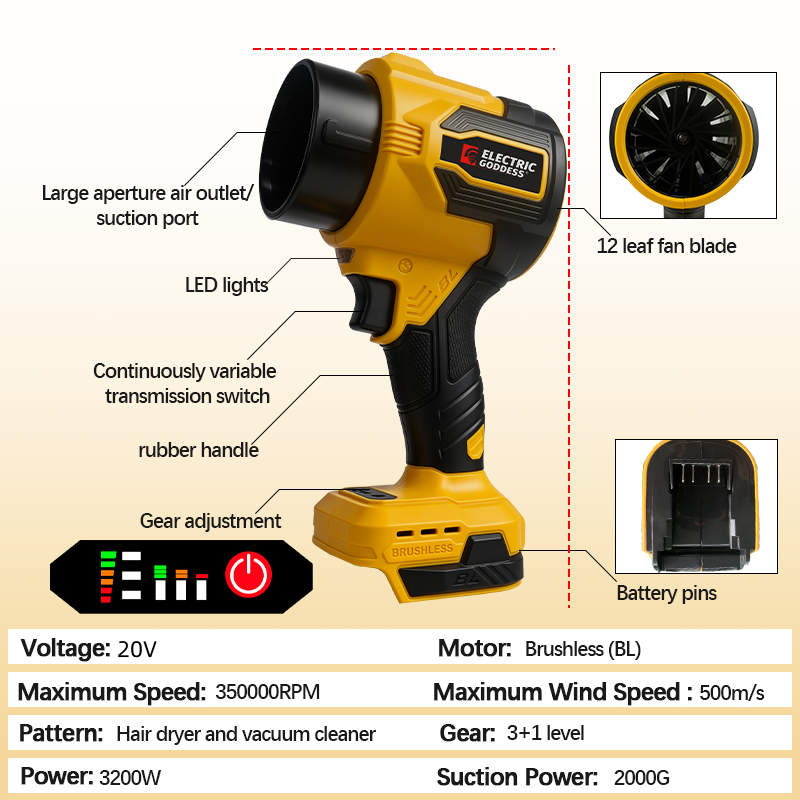 Электрические турбовоздуходувк – обзор и цена Leaf Blower Cordless