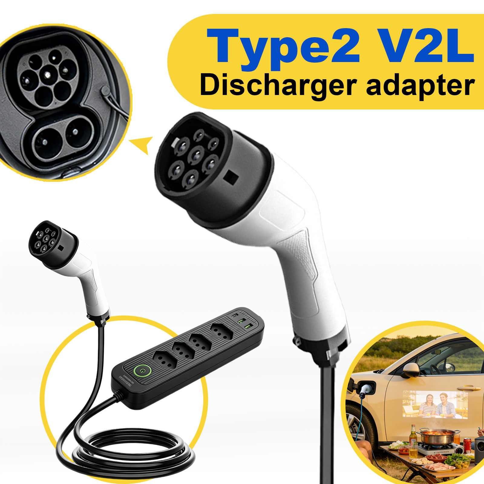 Адаптер для разрядки Type2 V2L – обзор и цена Outdoor Power Port