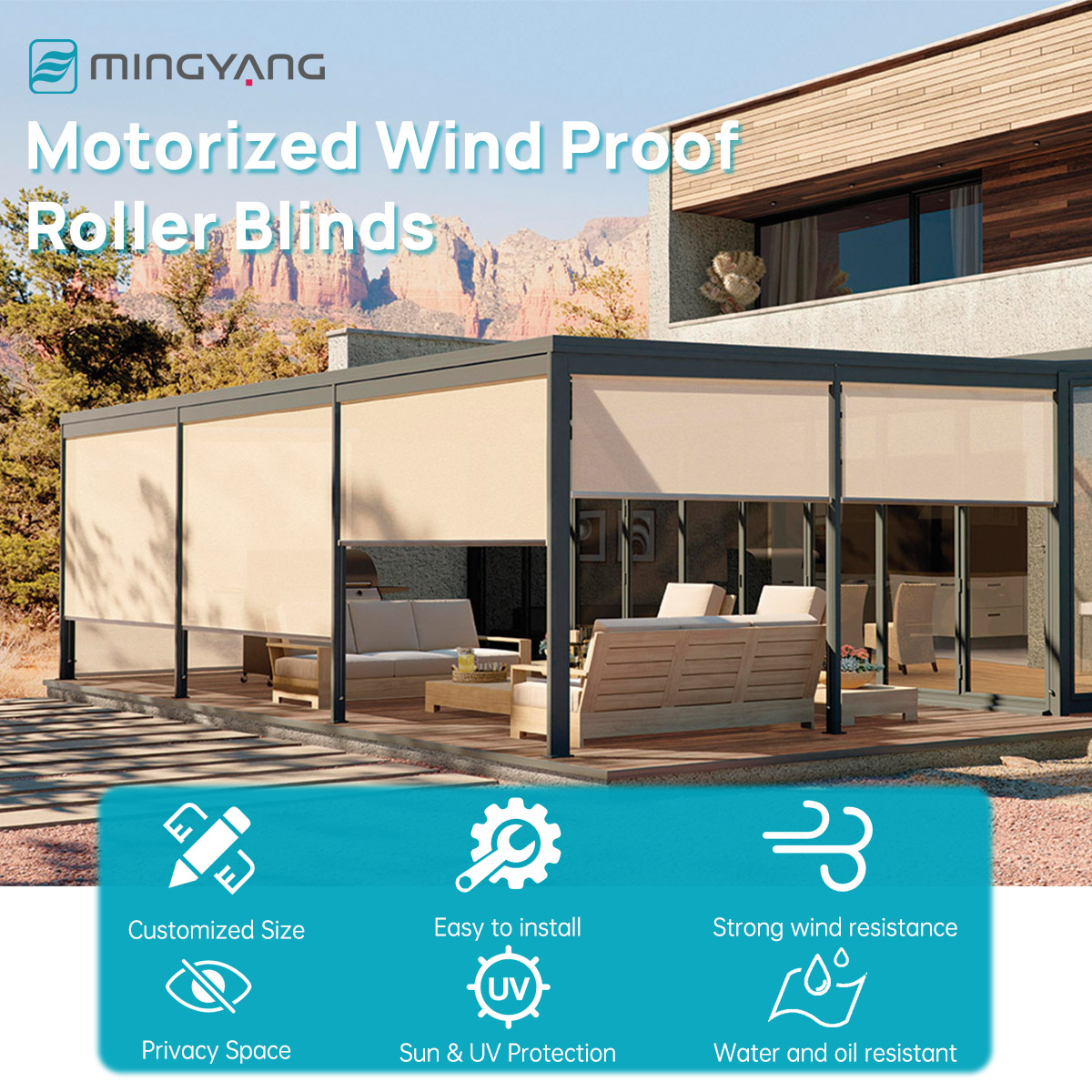 Встроенные водонепроницаемые в – обзор и цена Outdoor Power Roller Shades